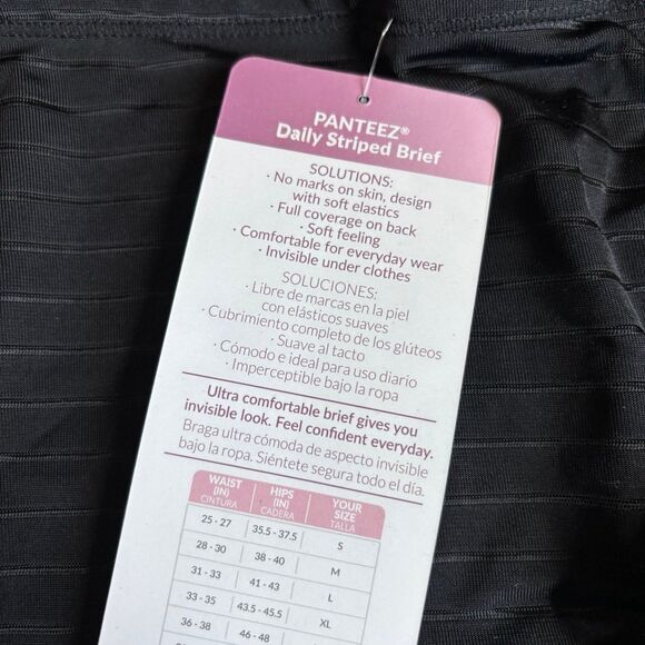 Curveez Women's Daily Striped Smoothing Briefs Light Compression Black XL NWT - Picture 12 of 12